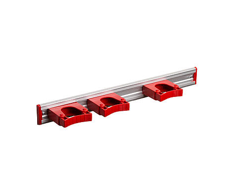 Toolflex Aluschiene 50 cm rot bestückt mit 3 Haltern 25-35 mm