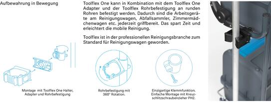 Toolflex One Befestigung mit Adapter und Rohrbefestigung